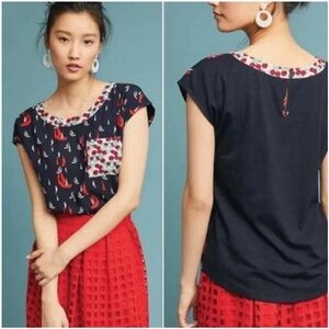 PORRIDGE Anthropologie Petani Pocket Sailboat Nautical Top Medium whimsical